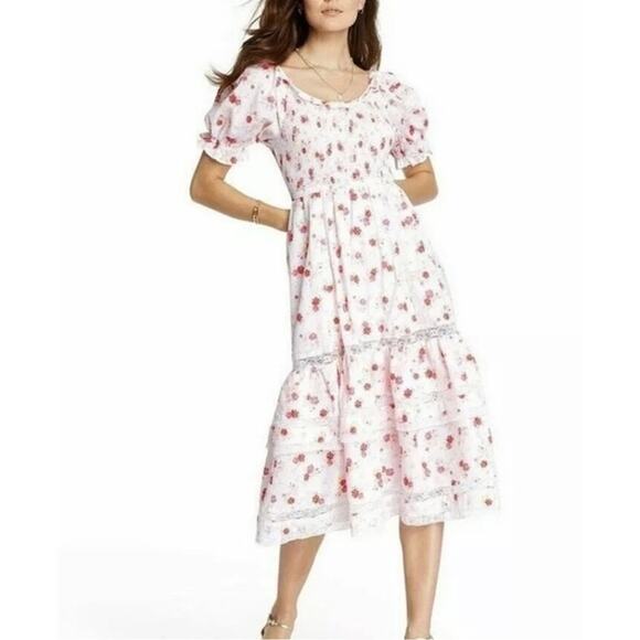 LoveShackFancy Dresses & Skirts - LoveShackFancy x Target Gemma White Floral Puff Sleeve Maxi Dress XS NWT